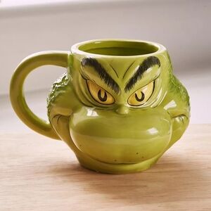 Dr. Seuss Sculpted Grinch Face Christmas Mug From Urban Outfitters 16 Oz